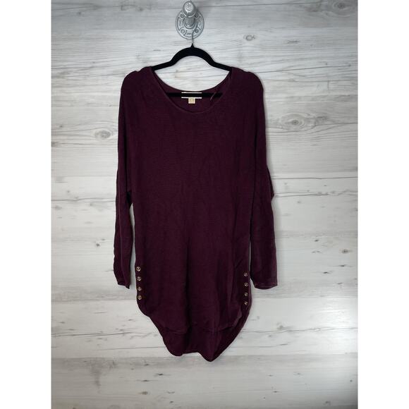 Michael Kors Sweater Womens Medium Tunic Long Sleeve Scoop Neck Button Accents - Picture 1 of 9